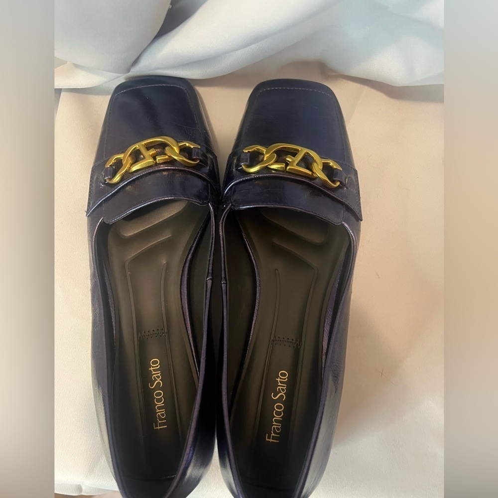 Franco Sarto Purple and Gold Flats with Chain Detail - Picture 3 of 14